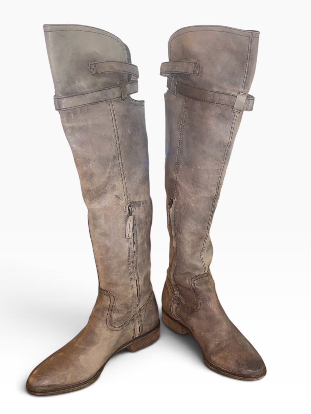 Sam Edelman Pierce over-the-knee, distressed grey/taupe leather finish. Size 9